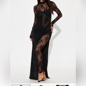 Black Lace Long Sleeve Dress